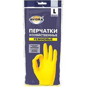 Перчатки резиновые AVIORA, размер L, 402-568