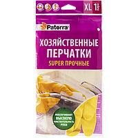 Перчатки хозяйственные "Super прочные" (латекс, хлопок), размер XL, PATERRA