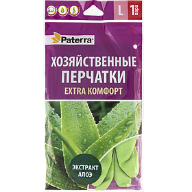 Перчатки хозяйственные "Extra комфорт" (латекс, хлопок), размер L PATERRA