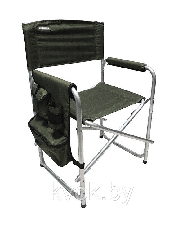 Кресло складное Следопыт PF-FOR-SK11 с карманом на подлокотнике алюминий хаки - фото 1 - id-p177279434