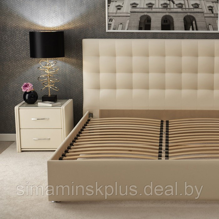 Кровать «Ла Скала» без ПМ, 1600×2000 мм, встроенное основание, экокожа, цвет nice beige - фото 3 - id-p177046344