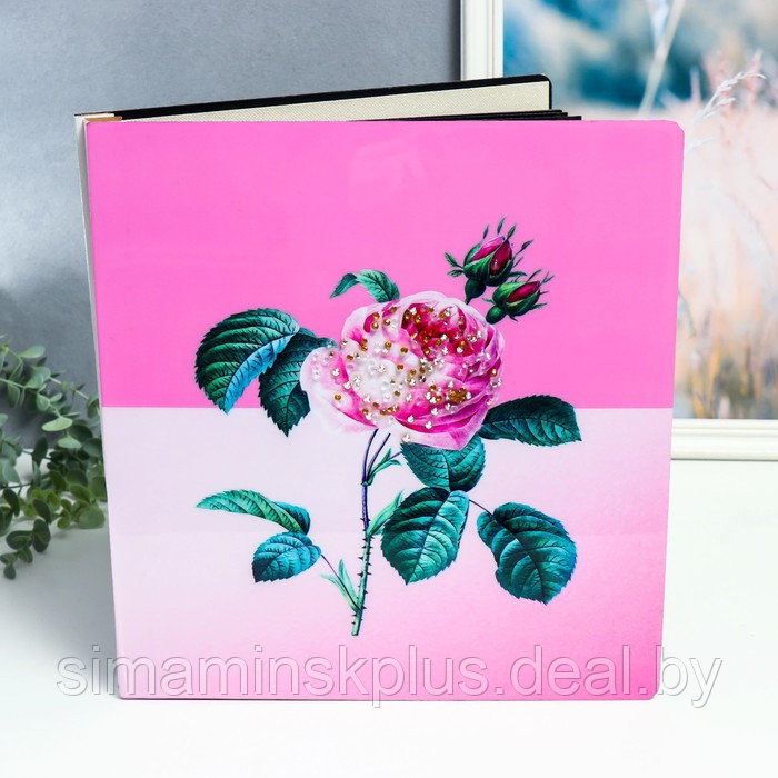 Фотоальбом магнитный 20 листов "Роза с шипами" в коробке, дерево, стразы 34х4х33 см - фото 1 - id-p176825491
