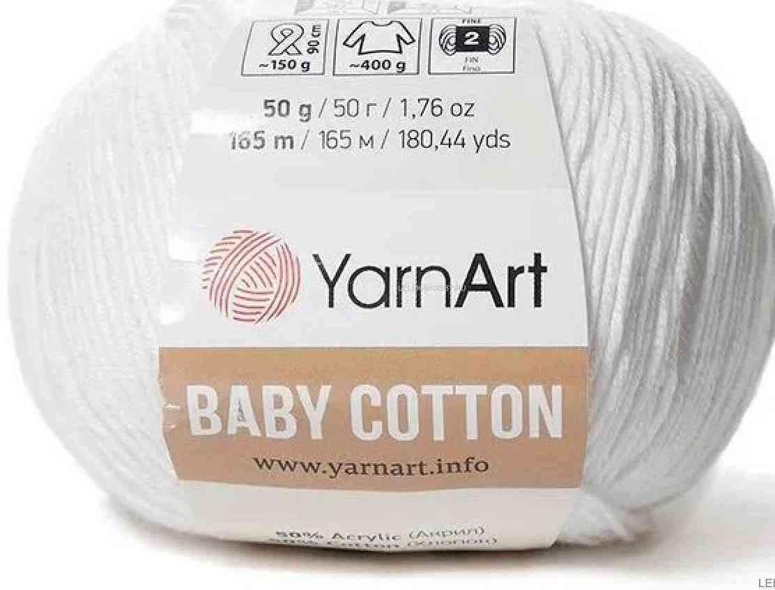 Пряжа Ярнарт Беби Коттон (Yarnart Baby Cotton) цвет 400 белый