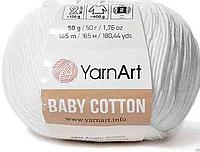 Пряжа Ярнарт Беби Коттон (Yarnart Baby Cotton) цвет 400 белый