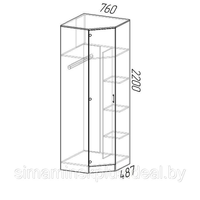 Шкаф угловой ЭКО, 760/760х2200х481, Ясень шимо темный/Ясень шимо светлый - фото 2 - id-p177057095