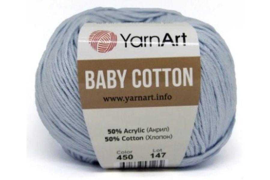 Пряжа Ярнарт Беби Коттон (Yarnart Baby Cotton) цвет 450 светло-голубой