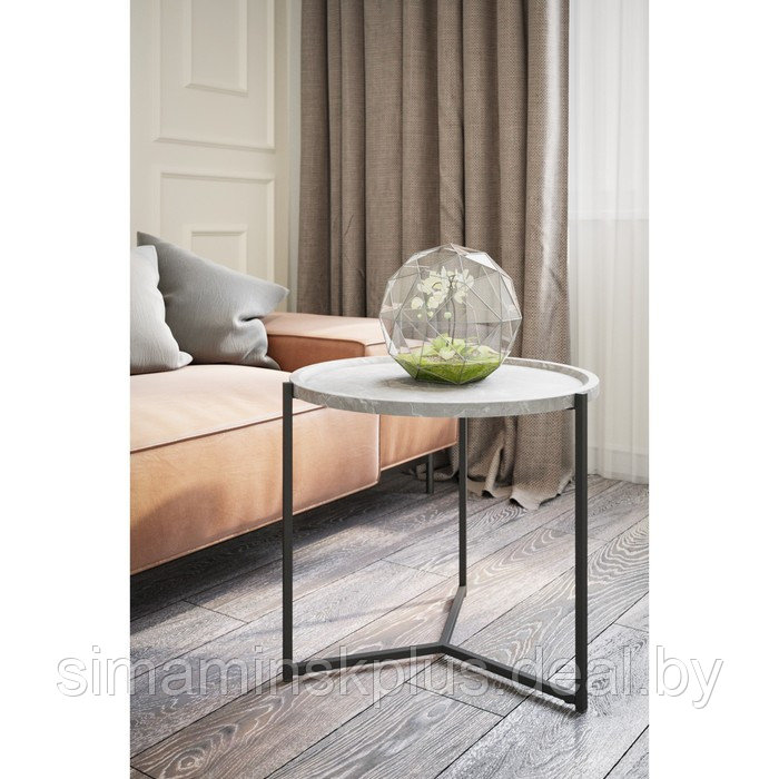 Стол придиванный «Бруно», 575 × 757 × 500 мм, цвет серый мрамор - фото 1 - id-p177036176