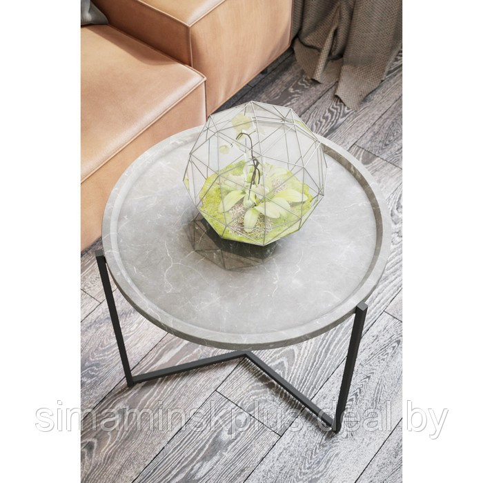 Стол придиванный «Бруно», 575 × 757 × 500 мм, цвет серый мрамор - фото 2 - id-p177036176