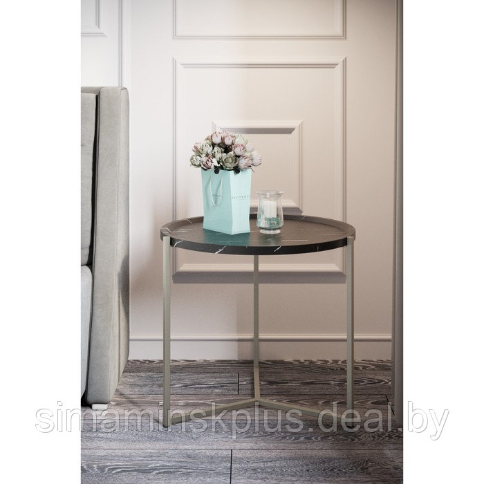 Стол придиванный «Бруно», 575 × 757 × 500 мм, цвет чёрный мрамор - фото 1 - id-p177036195