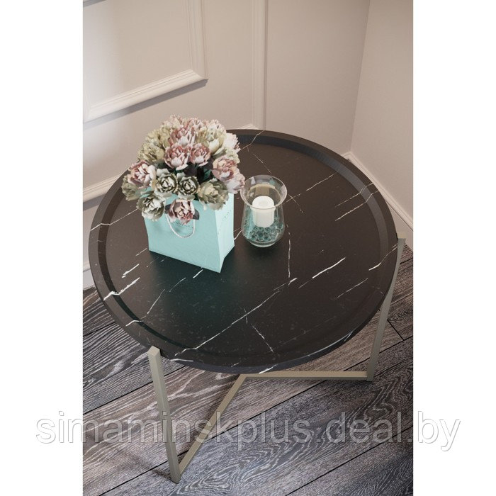 Стол придиванный «Бруно», 575 × 757 × 500 мм, цвет чёрный мрамор - фото 2 - id-p177036195