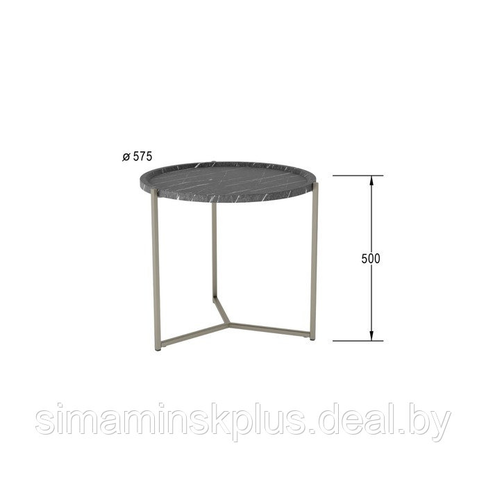 Стол придиванный «Бруно», 575 × 757 × 500 мм, цвет чёрный мрамор - фото 3 - id-p177036195