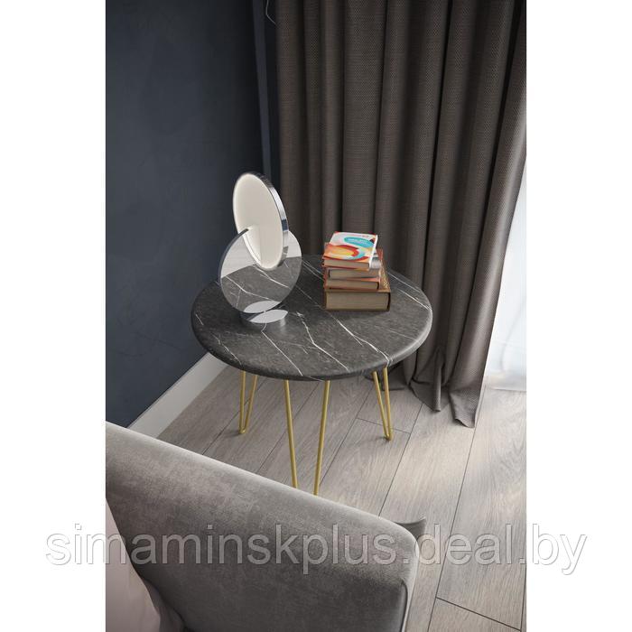 Стол журнальный «РИД Голд 530», 550 × 550 × 550 мм, цвет чёрный мрамор - фото 3 - id-p177036227