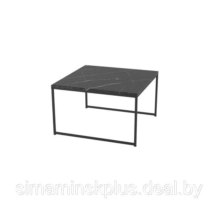 Стол журнальный «Овер», 670 × 670 × 400 мм, металл, МДФ, цвет чёрный мрамор - фото 1 - id-p177036304