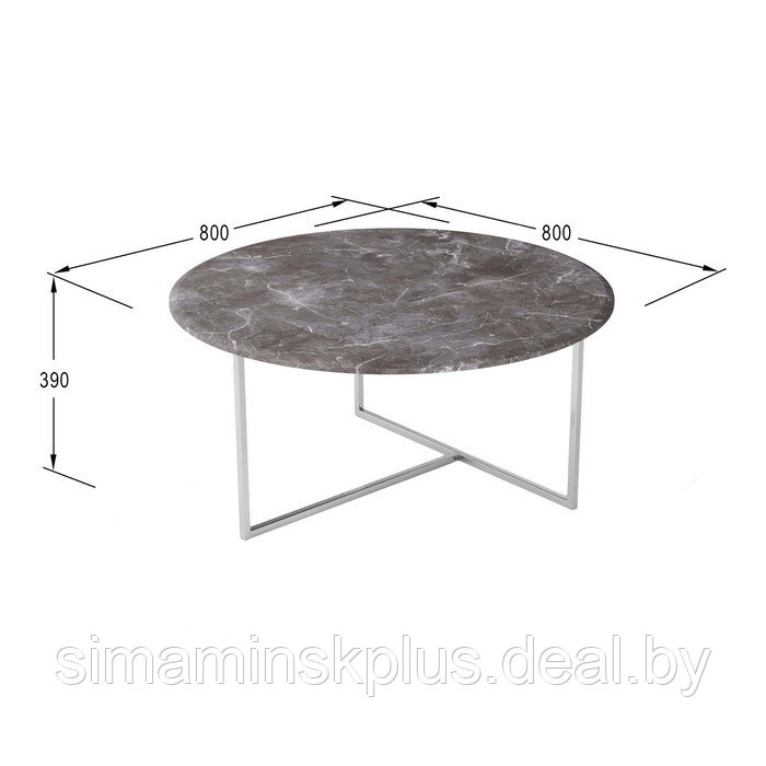 Стол журнальный «Маджоре», 800 × 800 × 390 мм, МДФ, цвет серый мрамор - фото 3 - id-p177036342