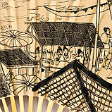 Веер бамбук, текстиль h=120 см "Старинный город" крафт, фото 3