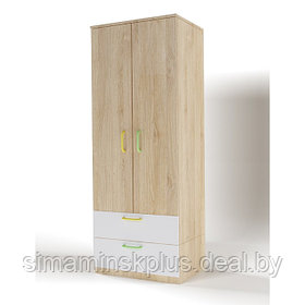 Шкаф 2-х дверный с ящиками «Стайл», 800 × 550 × 2110 мм, цвет дуб сонома / белый