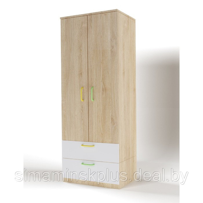 Шкаф 2-х дверный с ящиками «Стайл», 800 × 550 × 2110 мм, цвет дуб сонома / белый - фото 1 - id-p177039705