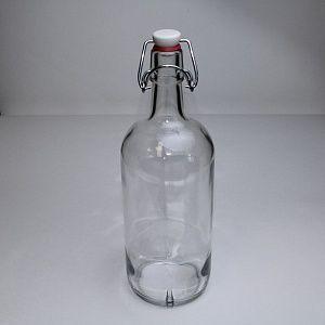 Бутылка стеклянная 1000 мл «Бугельная» 1л. (Прозрачная) с пробкой, фото 2