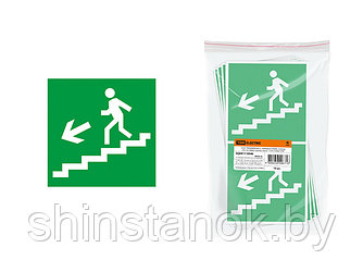 Знак "Направление к эвакуационному выходу (по лестнице налево вниз)" 150х150мм TDM