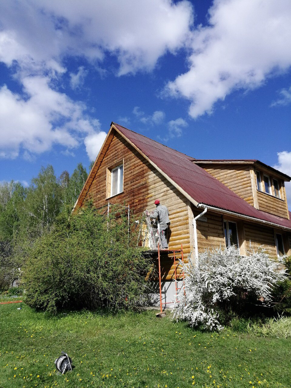Шлифовка мойка покраска  дома из бруса, фото 1