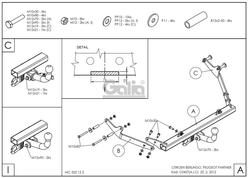 Фаркоп для Peugeot Partner 1996-2008 - фото 3 - id-p177322401