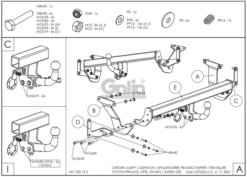 Фаркоп для Peugeot Traveller 2016- - фото 3 - id-p177327252