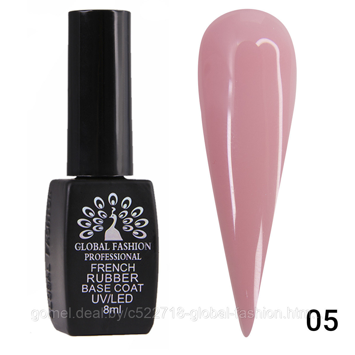 Каучуковая база для гель лака френч, Rubber Base Coat French, 8 мл., Global Fashion 05 - фото 3 - id-p151089963