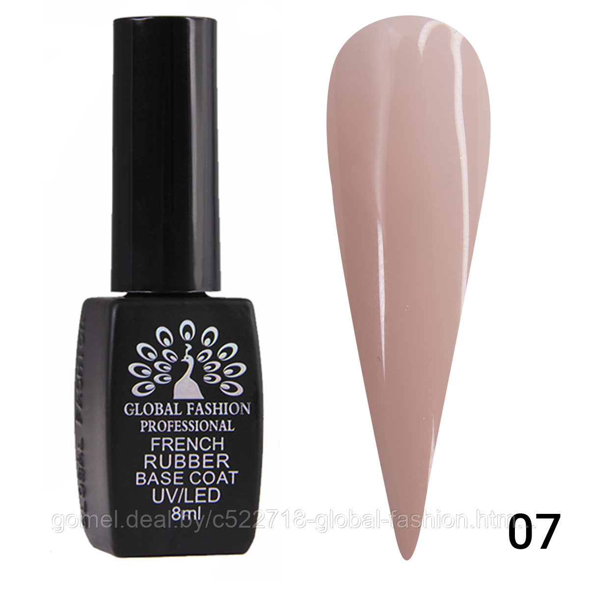 Каучуковая база для гель лака френч, Rubber Base Coat French, 8 мл., Global Fashion 07 - фото 3 - id-p151089961