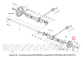 Шкив вала ведущего привода соломотряса КЗК-12-0202111