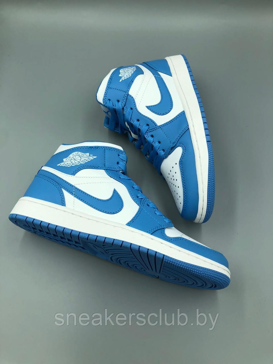 Кроссовки женские / подростковые демисезон Nike Jordan 1 бело-голубые - фото 3 - id-p177349905