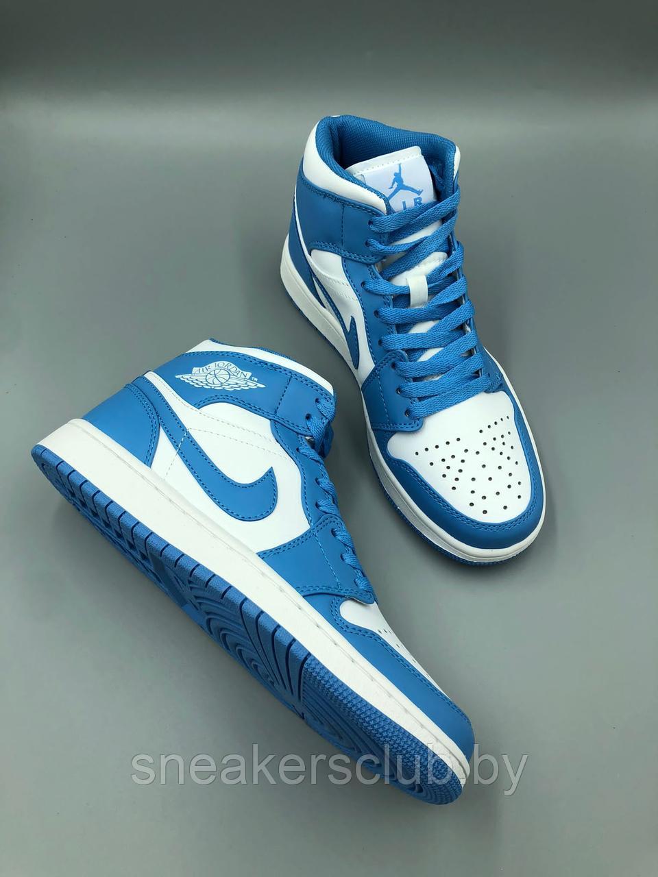 Кроссовки женские / подростковые демисезон Nike Jordan 1 бело-голубые - фото 4 - id-p177349905