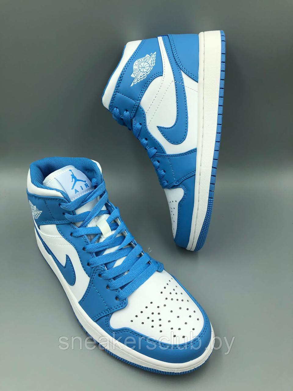 Кроссовки женские / подростковые демисезон Nike Jordan 1 бело-голубые - фото 2 - id-p177349905