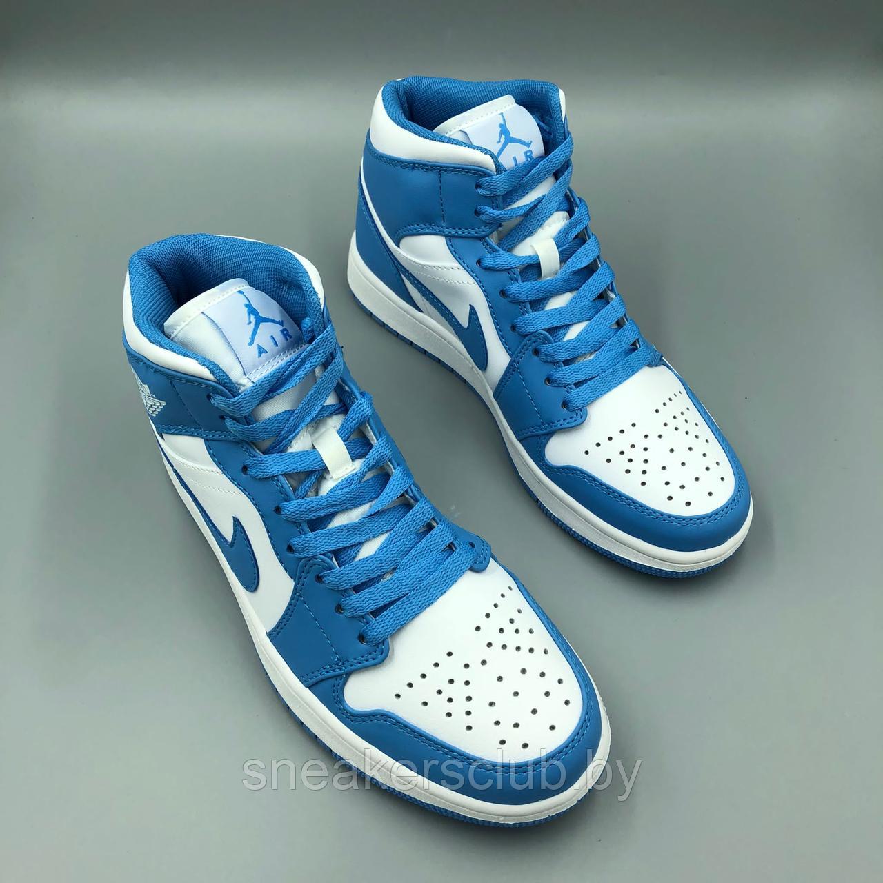 Кроссовки женские / подростковые демисезон Nike Jordan 1 бело-голубые - фото 5 - id-p177349905