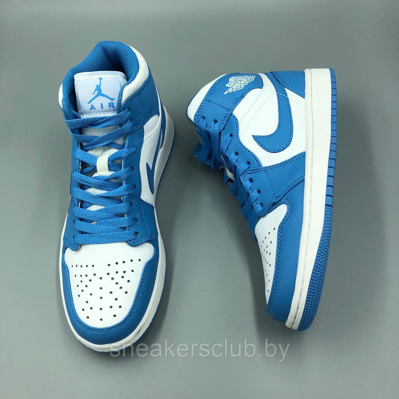 Кроссовки женские / подростковые демисезон Nike Jordan 1 бело-голубые - фото 7 - id-p177349905