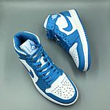 Кроссовки женские / подростковые демисезон Nike Jordan 1 бело-голубые, фото 8