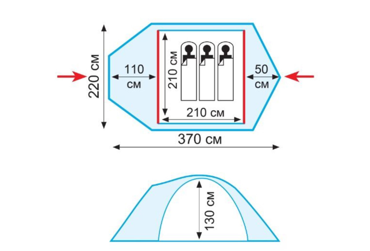 Палатка туристическая Tramp STALKER 3-х местная, арт. TRT-76 (220х370х130) - фото 2 - id-p177359871