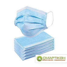 Маска одноразовая трехслойная голубая, 50 шт