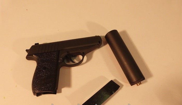 Пистолет игрушечный металлический пневматический с глушителем Airsoft Gun G.3A (9-4550), Минск - фото 3 - id-p22298006