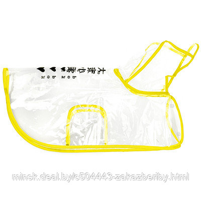Одежда для собаки "Плащ с капюшоном" прозрачный, на кнопках р-р XL 41см, желтый кант, ПВХ (Китай)