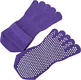 Носки противоскользящие для занятий йогой закрытые, фиолетовые, фото 3