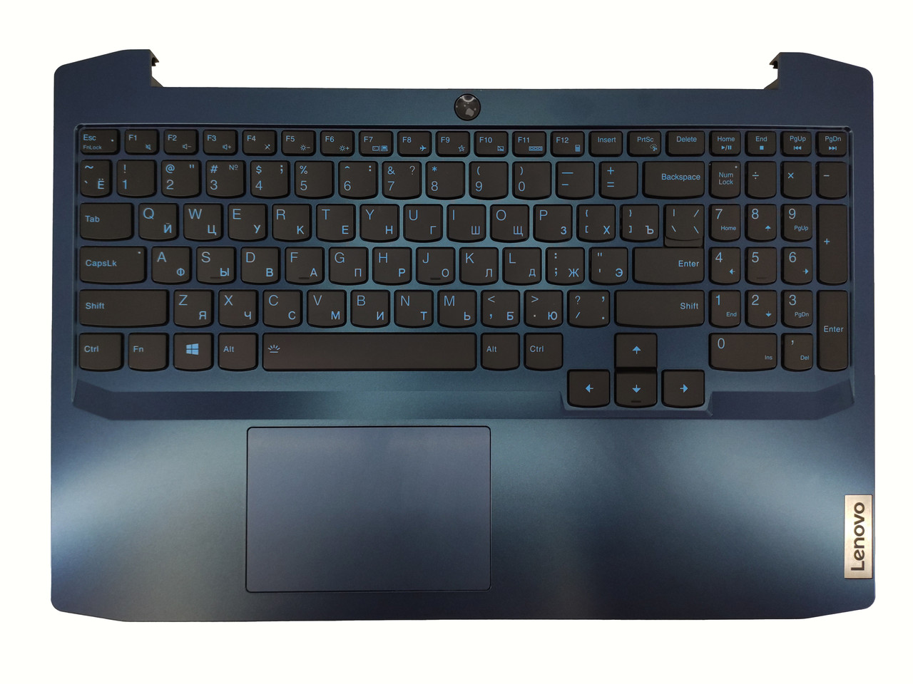 Верхняя часть корпуса (Palmrest) Lenovo Ideapad Gaming 3-15ARH05 с клавиатурой и тачпадом, с подсветкой, синий - фото 1 - id-p177455356