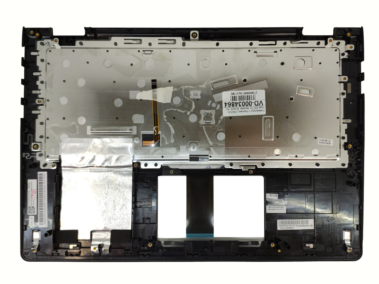 Верхняя часть корпуса (Palmrest) Lenovo Yoga 500-14 с клавиатурой, с подсветкой, черный, RU - фото 2 - id-p177455851
