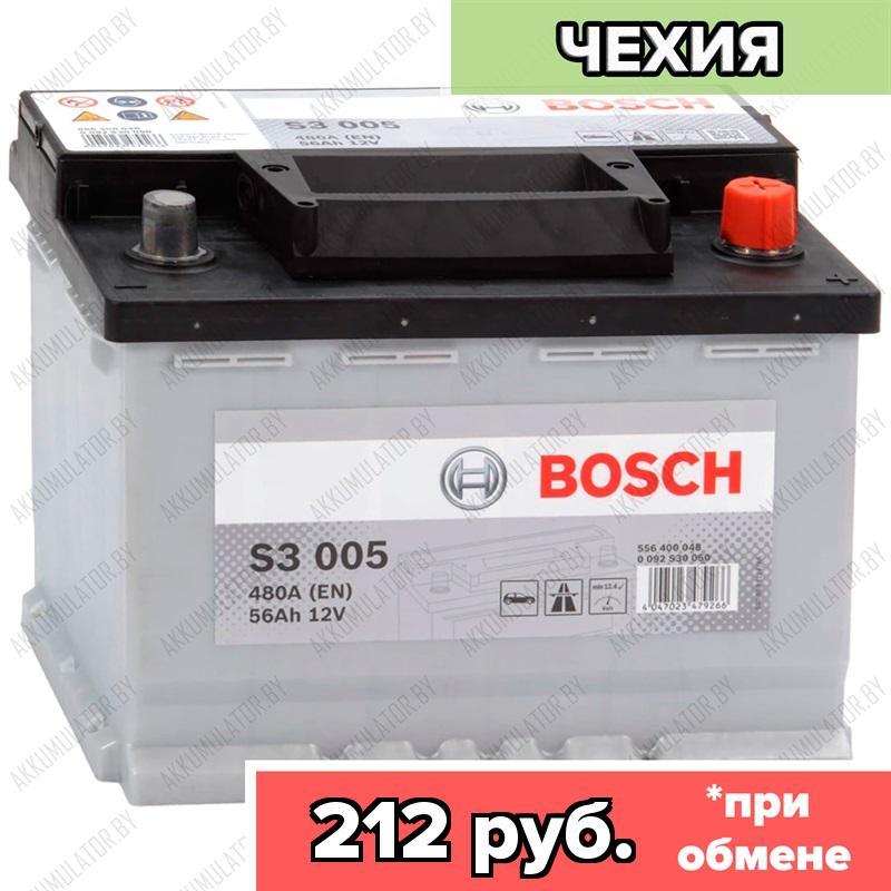 Аккумулятор Bosch S3 005 / [556 400 048] / 56Ah / 480А / Обратная полярность / 242 x 175 x 190