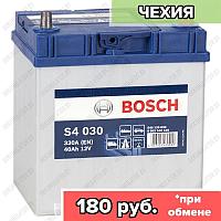 Аккумулятор Bosch S4 030 / [540 126 033] / Тонкие клеммы / 40Ah JIS / 330А / Asia / Обратная полярность / 187