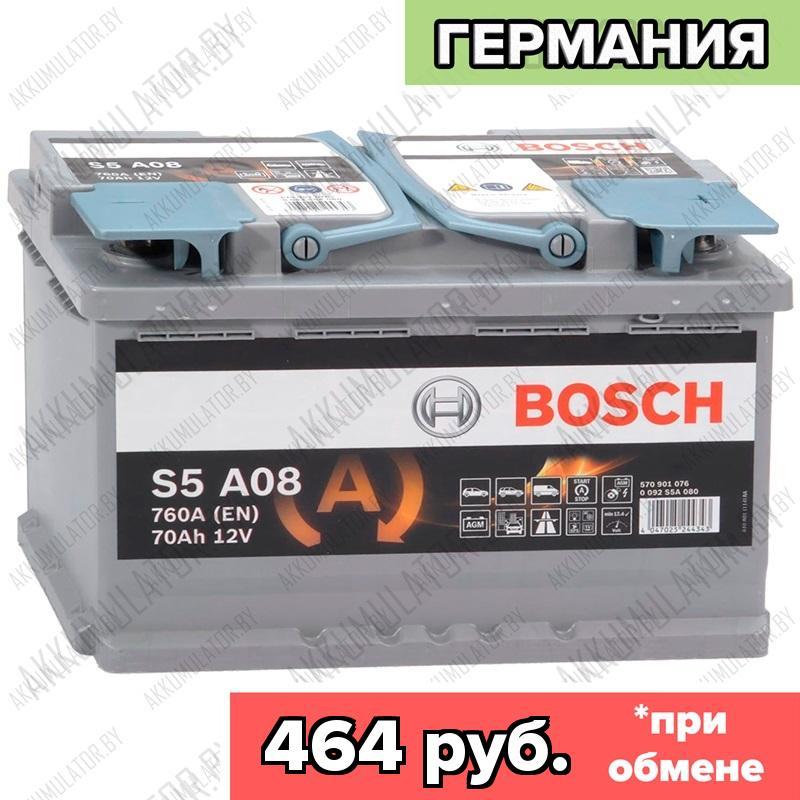 Аккумулятор Bosch S6\S5A AGM 001 / [570 901 076] / 70Ah / 760А / Обратная полярность / 278 x 175 x 190