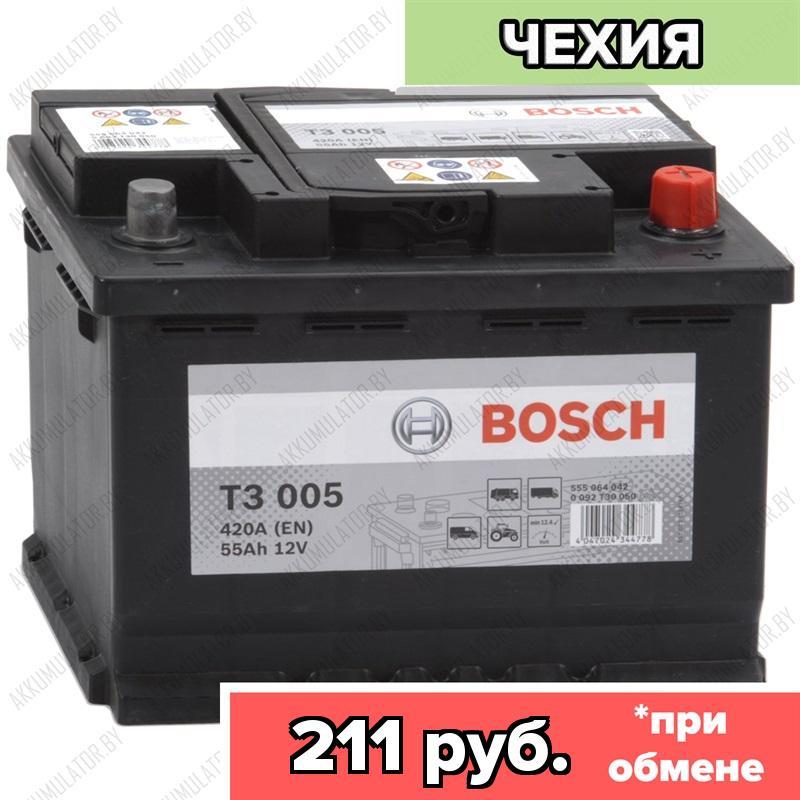 Аккумулятор Bosch T3 005 / [555 064 042] / 55Ah / 420А / Обратная полярность / 242 x 175 x 190