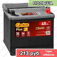 Аккумулятор Centra Plus CB450 / 45Ah / 330А / Asia / Обратная полярность / 238 x 127 x 200 (220)