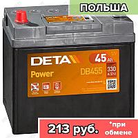 Аккумулятор DETA Power DB455 / 45Ah / 330А / Asia / Прямая полярность / 237 x 127 x 200 (220)