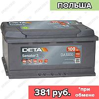 Аккумулятор DETA Senator3 DA1000 / 100Ah / 900А / Обратная полярность / 353 x 175 x 190