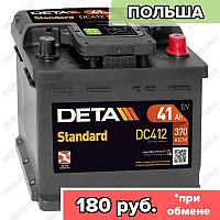 Аккумулятор DETA Standard DC412 / Низкий / 41Ah / 370А / Обратная полярность / 207 x 175 x 175